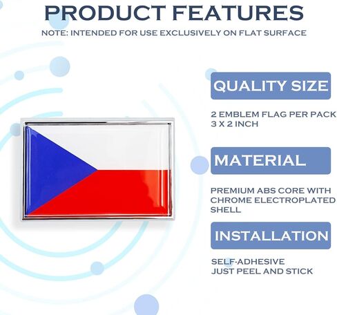 Czech Republic Flag Sticker Emblem Decal Czechia Car Chrome Flags, 2 Pack, 3 x 2 inches in Saudi Arabia