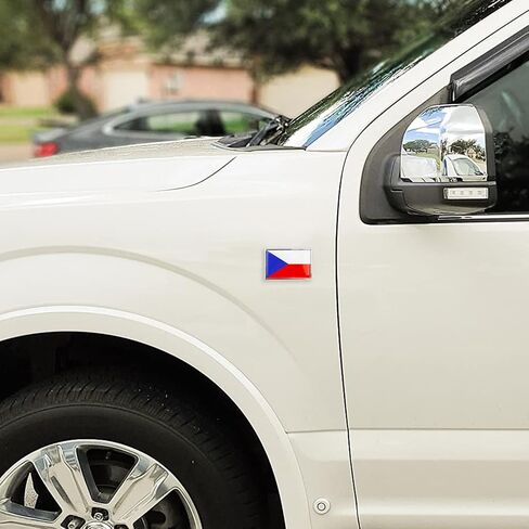Czech Republic Flag Sticker Emblem Decal Czechia Car Chrome Flags, 2 Pack, 3 x 2 inches in Saudi Arabia