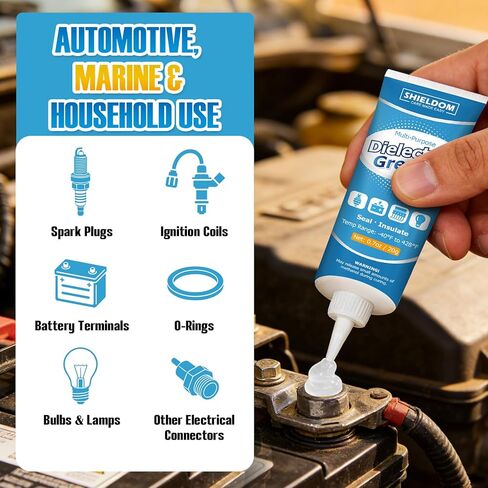 Dielectric Grease, Automotive Silicone Electrical Grease - Waterproof, Heat-Resistant, Insulate & Lubricate Seals for Spark Plugs, Battery Terminals & Electrical Connectors 0.7oz/20g in Kuwait