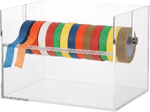 Rainmae Large Acrylic Masking Tape Dispenser Washi Tape Dispenser Washi Tape Organizer Sticker Roll Cutter Tape Storage Dispenser,Tape Cutter,Tape Roll Holder for Office Home School (Not Include Tape) in Saudi Arabia