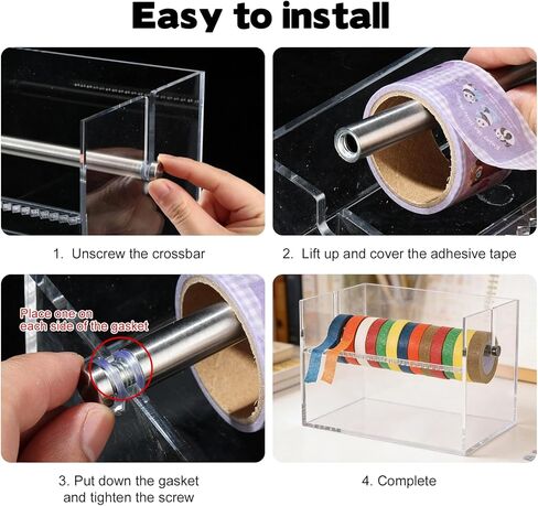 Rainmae Large Acrylic Masking Tape Dispenser Washi Tape Dispenser Washi Tape Organizer Sticker Roll Cutter Tape Storage Dispenser,Tape Cutter,Tape Roll Holder for Office Home School (Not Include Tape) in Saudi Arabia