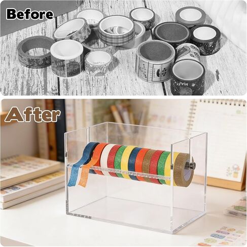 Rainmae Large Acrylic Masking Tape Dispenser Washi Tape Dispenser Washi Tape Organizer Sticker Roll Cutter Tape Storage Dispenser,Tape Cutter,Tape Roll Holder for Office Home School (Not Include Tape) in Saudi Arabia