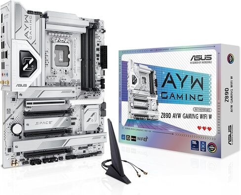 ASUS Z890 AYW Gaming WiFi W ATX Z890 Motherboard, Intel® Core™ Ultra Series 2 Ready, Advanced AI PC-Ready, 16+1+2+1 Stages, DDR5, PCIe® 5.0, Thunderbolt™ 4, USB Type-C®, 4 x M.2, Wi-Fi 7, 2.5Gb LAN in Kuwait