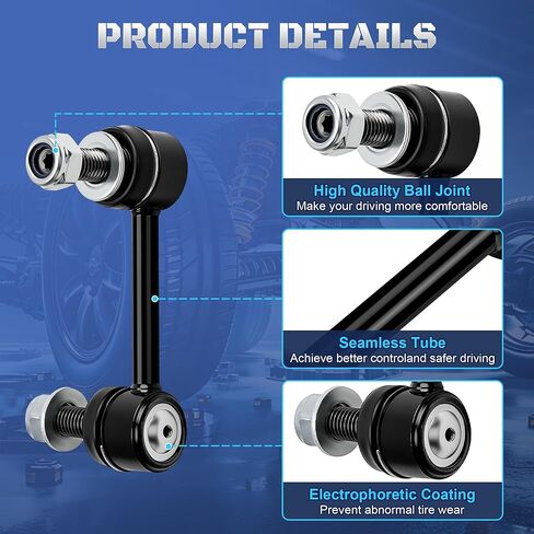 Front Stabilizer Sway Bar End Links Compatible with 2004 2005 2006 2007 Chevy Trailblazer EXT SSR GMC Envoy XL XUV Buick Rainier Isuzu Ascender Saab 9-7x Replaces K80824 K80825, Set of 2 in Saudi Arabia