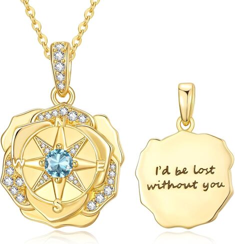 14K Gold Compass Necklace For Women I'd be lost without you Pendant Necklace Valentine‘s day Mother's day Gift For Women Wife Mom Her in Saudi Arabia