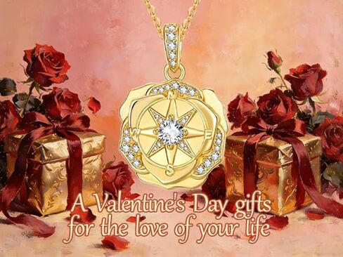 14K Gold Compass Necklace For Women I'd be lost without you Pendant Necklace Valentine‘s day Mother's day Gift For Women Wife Mom Her in Saudi Arabia
