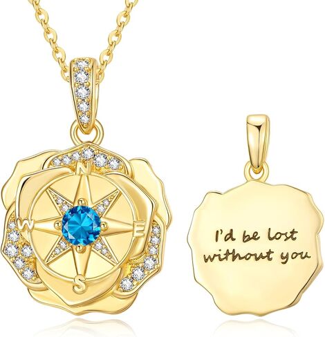 14K Gold Compass Necklace For Women I'd be lost without you Pendant Necklace Valentine‘s day Mother's day Gift For Women Wife Mom Her in Saudi Arabia