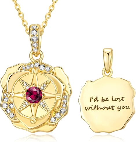 14K Gold Compass Necklace For Women I'd be lost without you Pendant Necklace Valentine‘s day Mother's day Gift For Women Wife Mom Her in Saudi Arabia