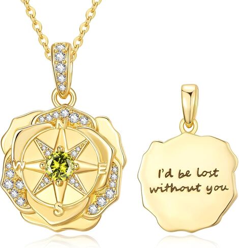 14K Gold Compass Necklace For Women I'd be lost without you Pendant Necklace Valentine‘s day Mother's day Gift For Women Wife Mom Her in Saudi Arabia