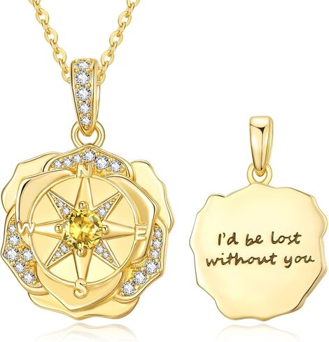 14K Gold Compass Necklace For Women I'd be lost without you Pendant Necklace Valentine‘s day Mother's day Gift For Women Wife Mom Her in Saudi Arabia