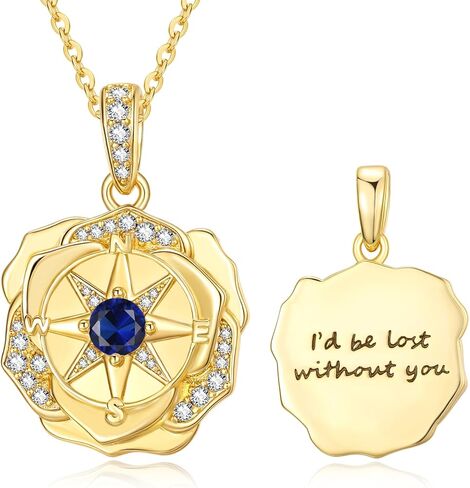 14K Gold Compass Necklace For Women I'd be lost without you Pendant Necklace Valentine‘s day Mother's day Gift For Women Wife Mom Her in Saudi Arabia