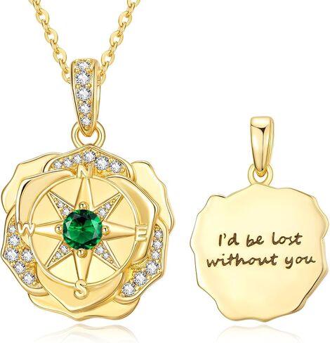 14K Gold Compass Necklace For Women I'd be lost without you Pendant Necklace Valentine‘s day Mother's day Gift For Women Wife Mom Her in Saudi Arabia