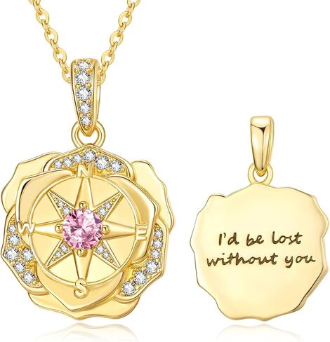 14K Gold Compass Necklace For Women I'd be lost without you Pendant Necklace Valentine‘s day Mother's day Gift For Women Wife Mom Her in Saudi Arabia