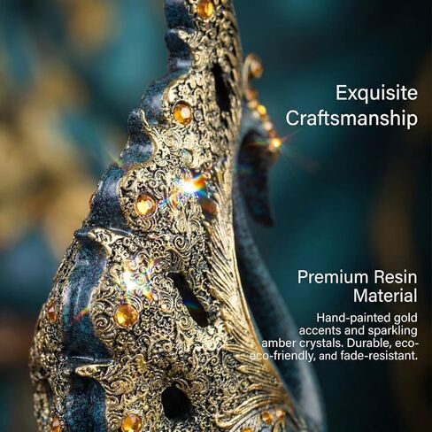 2pcs Swan Statues Couple's Home Decorations for Living Room Decor and Accessories, Sculptures Home Decor for Coffee Table, Book Shelf Decor Accents (Blue) in Kuwait