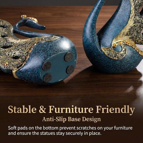 2pcs Swan Statues Couple's Home Decorations for Living Room Decor and Accessories, Sculptures Home Decor for Coffee Table, Book Shelf Decor Accents (Blue) in Kuwait