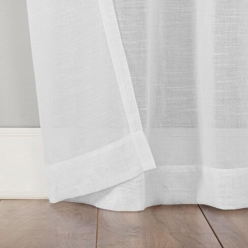 Archaeo Slub Textured Linen Blend Grommet Top Curtain, 52" W x 63" L, White in Kuwait