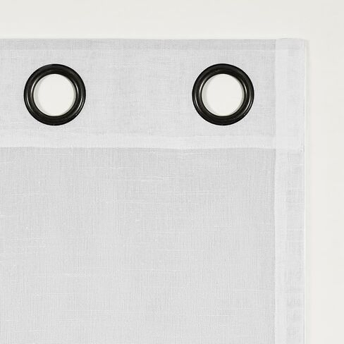 Archaeo Slub Textured Linen Blend Grommet Top Curtain, 52" W x 63" L, White in Kuwait