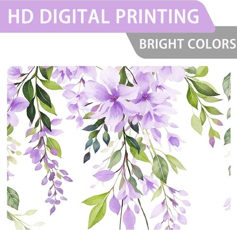 Purple Flower Curtains for Bedroom, Spring Wisteria Floral and Green Leaf Butterfly on White Blackout Curtains Nature Plant Drapes for Living Room Dorm Decor, 42x84 inch 2 Panels Set in Saudi Arabia