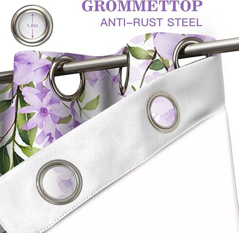 Purple Flower Curtains for Bedroom, Spring Wisteria Floral and Green Leaf Butterfly on White Blackout Curtains Nature Plant Drapes for Living Room Dorm Decor, 42x84 inch 2 Panels Set in Saudi Arabia