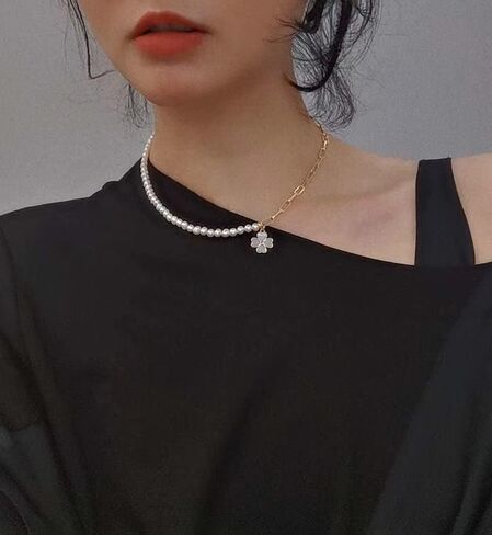 قلادة أو سوار Lucky Clover Leaf 2 في 1 من لؤلؤ المياه العذبة المزروعة (قطعة واحدة) in Kuwait