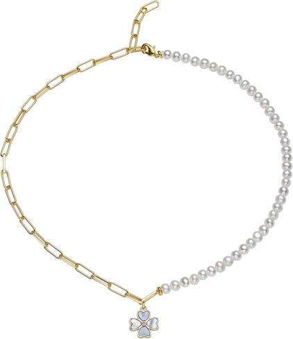 قلادة أو سوار Lucky Clover Leaf 2 في 1 من لؤلؤ المياه العذبة المزروعة (قطعة واحدة) in Kuwait