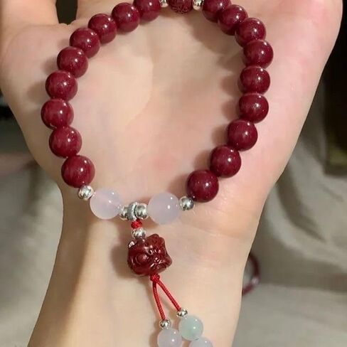 2PCS Crystal Bracelets for Women Vintage Lion Beaded Bracelet The Year of Your Life Little Vermilion Jingle Bracelet Red String Bracelet with Cinnabar for Protection,Feng Shui Bracelet in Kuwait