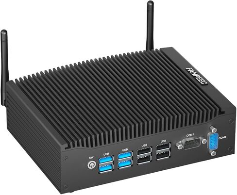 FANPEEC Fanless Mini PC Industrial Core i5-8350U 16GB DDR4 RAM 256GB M.2 SSD Fanless PC 4K Dual Screen Display Industrial Mini Computers Win 11 Pro, 2*RS232 COM, WiFi, BT4.2, Dual LAN in Kuwait