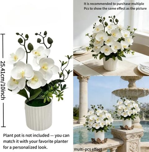 Artificial White Phalaenopsis Orchid Stem, Realistic Fake Flower for Vase or Pot, Home Wedding & Holiday Decor, Low Maintenance Silk Plant in Saudi Arabia