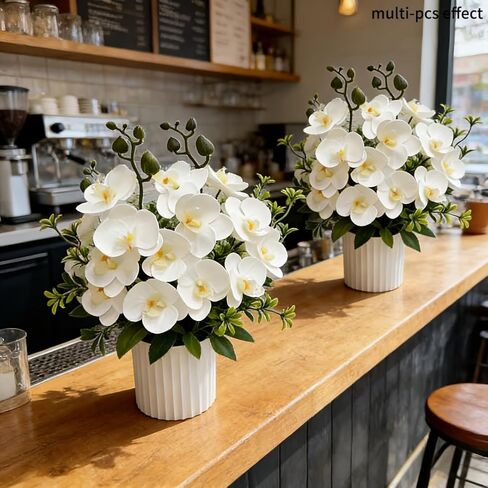 Artificial White Phalaenopsis Orchid Stem, Realistic Fake Flower for Vase or Pot, Home Wedding & Holiday Decor, Low Maintenance Silk Plant in Saudi Arabia