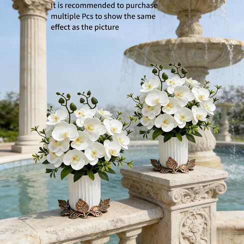 Artificial White Phalaenopsis Orchid Stem, Realistic Fake Flower for Vase or Pot, Home Wedding & Holiday Decor, Low Maintenance Silk Plant in Saudi Arabia