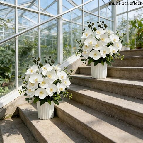 Artificial White Phalaenopsis Orchid Stem, Realistic Fake Flower for Vase or Pot, Home Wedding & Holiday Decor, Low Maintenance Silk Plant in Saudi Arabia