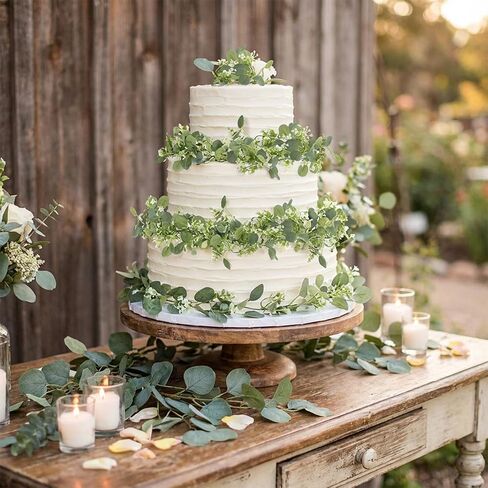 6 عبوات من أكاليل الأوكالبتوس الصناعية بطول 5.9 أقدام، إكليل زفاف صناعي مع زهور بيضاء وأوراق الأوكالبتوس الفضية الصناعية لطاولة المنزل وحفلات الزفاف وديكور داخلي وخارجي in Kuwait