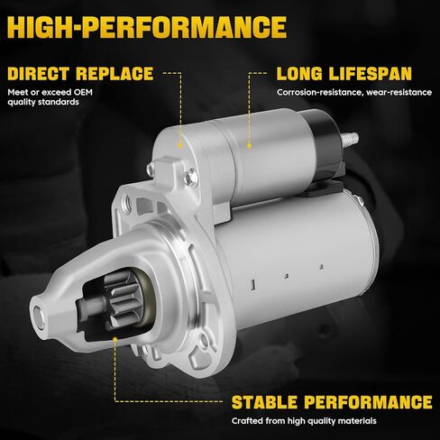 56029852AA New Starter Motor Compatible with Ram 1500 2015-2024, Jeep Wrangler 2012-2023, Dodge Charger 2017-2023, Challenger 2017, Chrysler 300 2017-2023 3.6L V6, Replace # 56029852AB, 19202 in Kuwait