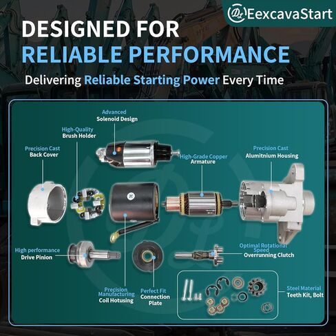 Starter Motor Compatible with Clark Kubota V2203E, Bobcat Skid Steer 643 743 743B 751 753 763 773 7753 825 873 975 T190, OEM 17462N 6667587 228000-5810 228000-5811 in Kuwait