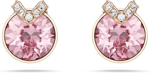 Swarovski Bella stud earrings, Round cut, Pavé, Pink, Rose gold-tone plated in Saudi Arabia