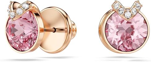 Swarovski Bella stud earrings, Round cut, Pavé, Pink, Rose gold-tone plated in Saudi Arabia