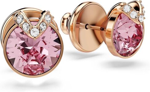 Swarovski Bella stud earrings, Round cut, Pavé, Pink, Rose gold-tone plated in Saudi Arabia