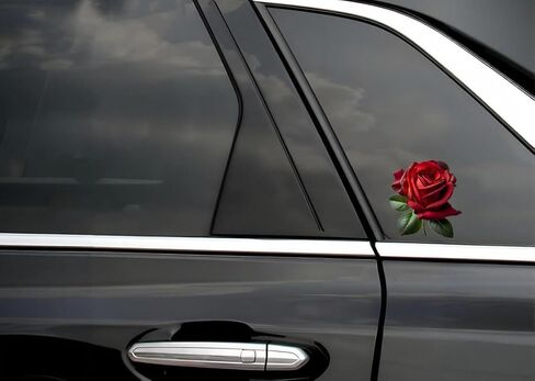 Decorative Red Rose B Edition 3D Stickers 2-Piece Set Waterproof Suitable for car Body, Windows, Bumpers, laptops, and Luggage Decoration#3A-11 in Saudi Arabia