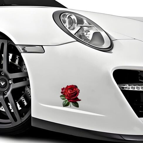 Decorative Red Rose B Edition 3D Stickers 2-Piece Set Waterproof Suitable for car Body, Windows, Bumpers, laptops, and Luggage Decoration#3A-11 in Saudi Arabia