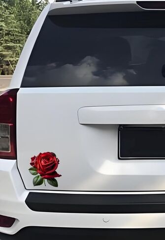 Decorative Red Rose B Edition 3D Stickers 2-Piece Set Waterproof Suitable for car Body, Windows, Bumpers, laptops, and Luggage Decoration#3A-11 in Saudi Arabia
