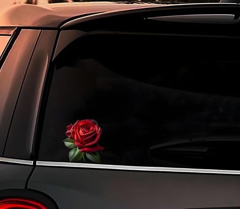Decorative Red Rose B Edition 3D Stickers 2-Piece Set Waterproof Suitable for car Body, Windows, Bumpers, laptops, and Luggage Decoration#3A-11 in Saudi Arabia