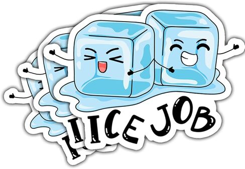 3 Pcs Ice Job Sticker, Funny Ice Sticker, Frozen Bumper Car Sticker Decal - Vinyl Stickers for Water Bottles Laptop Car Hart Hat Helmet 3 Inches in Kuwait