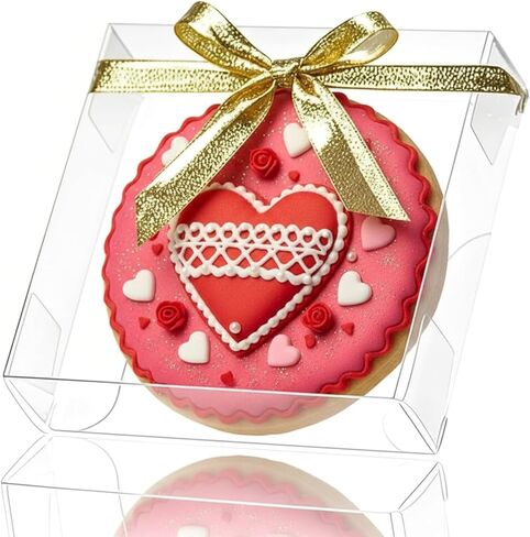 50Pcs 4x4x1.2inch Clear Single Cookies Boxes with Full Window Macaron Boxes Browines boxes Small Treat Boxes Candy Boxes Mini Pie Boxes for Wedding Birthday Part in Saudi Arabia