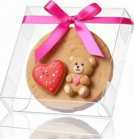 50Pcs 4x4x1.2inch Clear Single Cookies Boxes with Full Window Macaron Boxes Browines boxes Small Treat Boxes Candy Boxes Mini Pie Boxes for Wedding Birthday Part in Kuwait