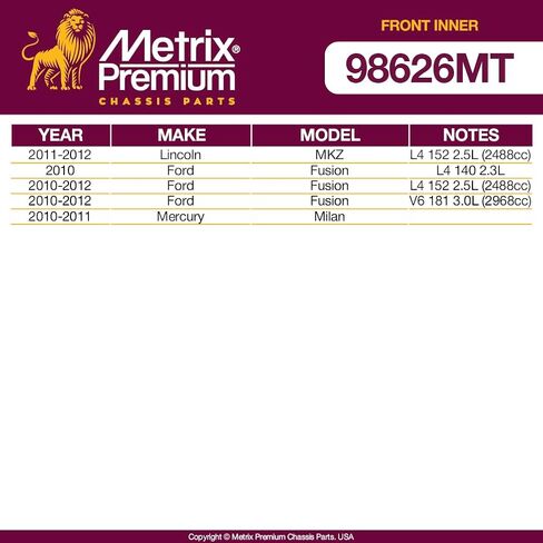 أجزاء الهيكل الفاخرة من Metrix - قطعتان من مجموعة نهاية قضيب الربط الداخلي الأمامي تناسب 2011-2012 Lincoln MKZ، 2010 Ford Fusion، 2010-2012 Ford Fusion، 2010-2011 Mercury Milan، استبدال EV800774، صنع في أوروبا in Saudi Arabia