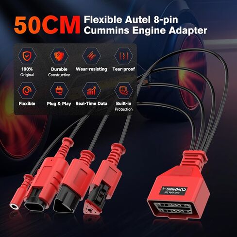 Autel Original MaxiSYS CV Cummins 8Pin Adapter, 8-Pin Off-Highway Vehicle Cable Connector for Cummins Engines, Work with Heavy Duty Truck Scanner Semi Truck Tool MS909CV, MS908CV II, MS908CV, MS906CV in Saudi Arabia