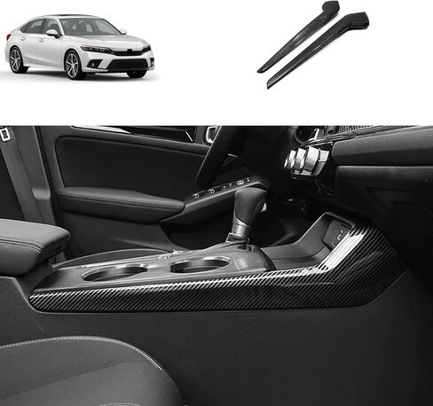Gear Shift Side Panel Cover Compatible with Honda Civic 11TH GEN 2026-2022 Gear Shift Knob Console Panel Trim Cup Holder Frame Cover Interior Car Accessories ABS 2PC(Red) in Kuwait