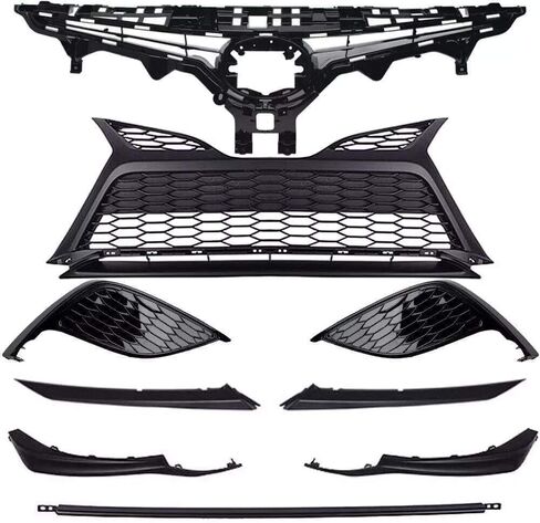 Bewild 9pcs Front Grille Assembly Headlight Trim Fog Light Bezel Cover Set Fit For 2021 2022 2023 Toyota Camry SE Front Bumper Body Kit Replacement (Black) in Saudi Arabia
