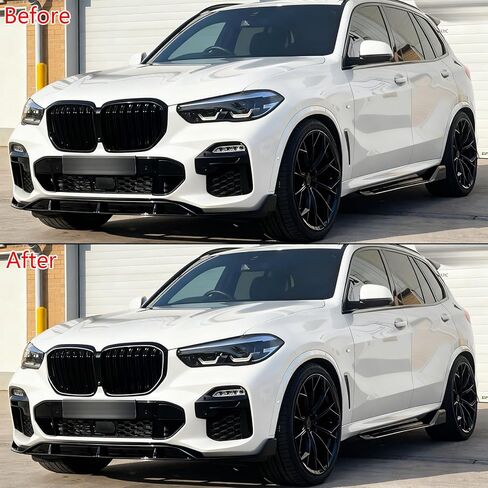 Replacement for 2019-2023 BMW G05 X5 Front Bumer Kidney Grille - Glossy Black Dual Grill with Integrated White LED Light Bar & Night Vision Port - BM1200315, 51137454887, 51138096590 in Kuwait