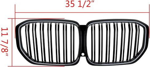 Replacement for 2019-2023 BMW G05 X5 Front Bumer Kidney Grille - Glossy Black Dual Grill with Integrated White LED Light Bar & Night Vision Port - BM1200315, 51137454887, 51138096590 in Kuwait